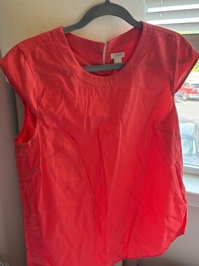 J. Crew Red Cap-Sleeve Round-Neck Blouse